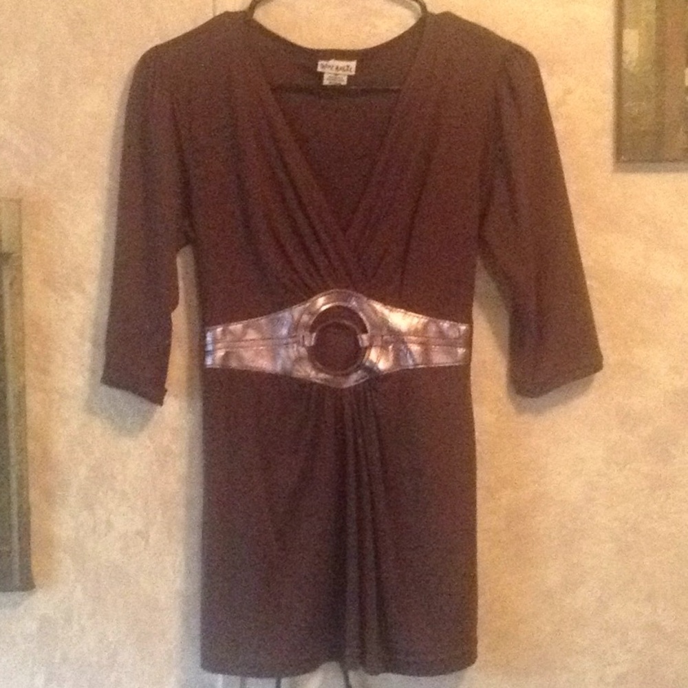 Brown belted blouse